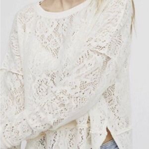 Free People Ivory Lace Floral Top